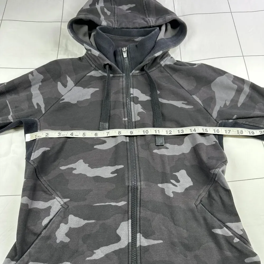 Athleta Jacket Womens Small Black Gray Camo Triumph Hoodie Full Zip Athleisure